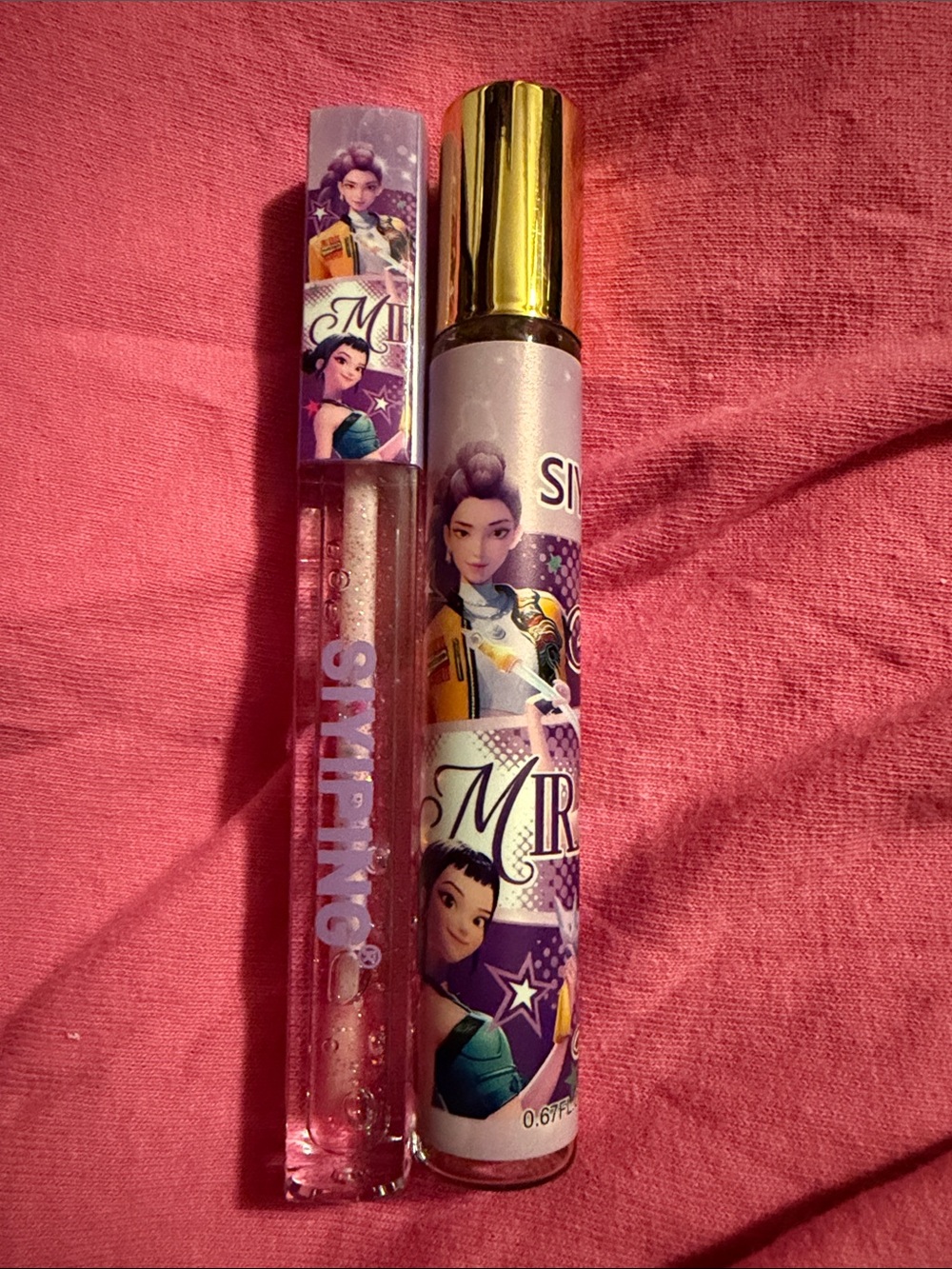 Multiples Clear Lip Gloss & Purple Fragrance Roller Duo